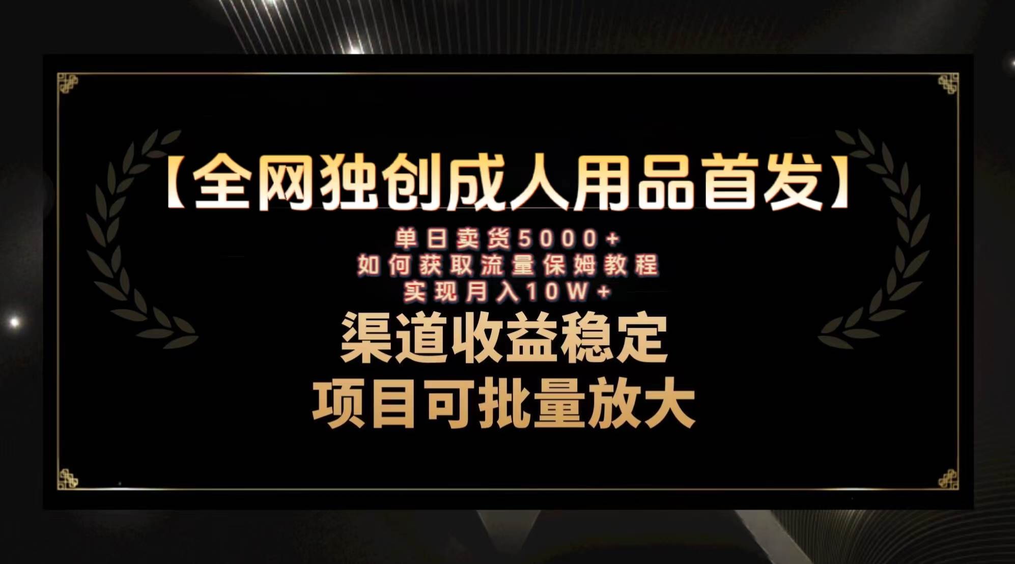 最新全网独创首发，成人用品赛道引流获客，月入10w保姆级教程