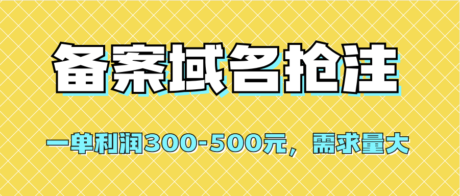 【全网首发】备案域名抢注，一单利润300-500元，需求量大