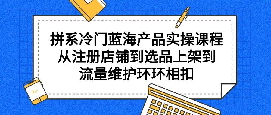 拼系冷门蓝海产品实操课程，从注册店铺到选品上架到流量维护环环相扣