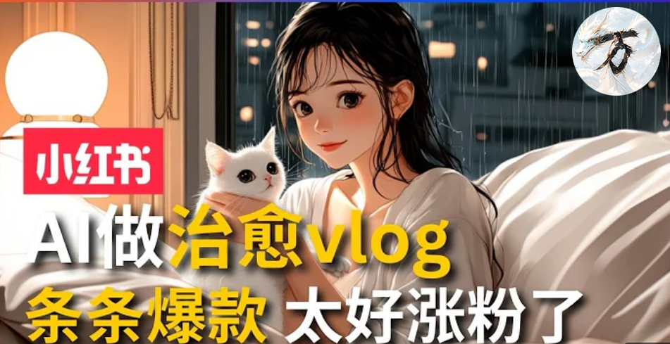 AI治愈系vlog动画视频，小红书7天 涨粉破千，商单报价1500+，0成本制作，日入2000+，有手就会?