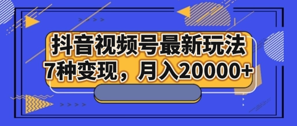 抖音短视频号全新游戏玩法，7种转现，月入20000-暖阳网-优质付费教程和创业项目大全