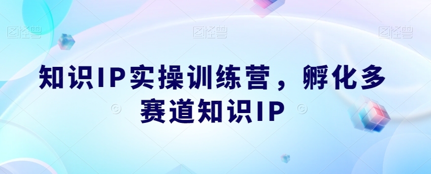 专业知识IP实操训练营，卵化多跑道专业知识IP