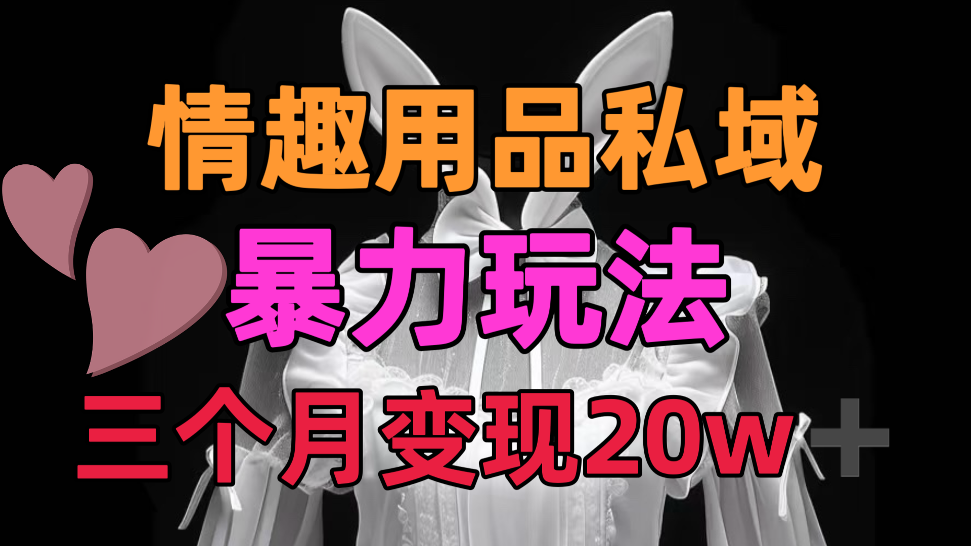 情趣用品私域，25年最新暴力玩法，三个月变现20w?