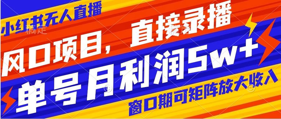 （8196期）风口项目，小红书无人直播带货，直接录播，可矩阵，月入5w+-暖阳网-优质付费教程和创业项目大全