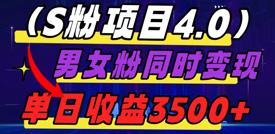 S粉项目4.0，男女粉通吃，男女粉同时变现，单日收益3500+-暖阳网-优质付费教程和创业项目大全