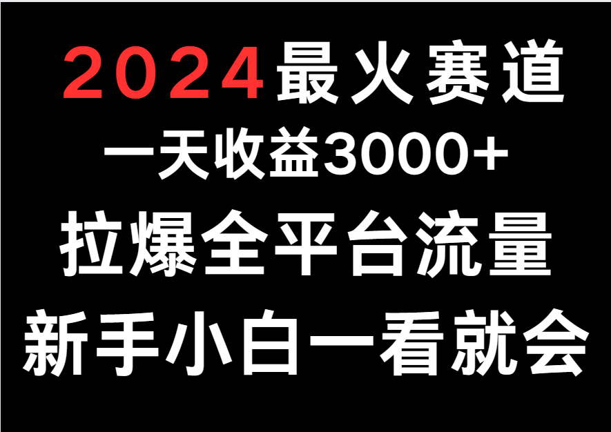 2024最红跑道，一天收一3000 .拉爆全用户流量，新手入门一看就会