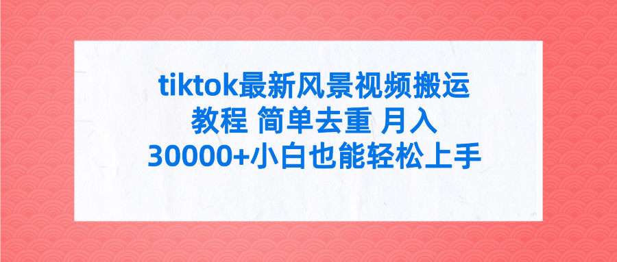 （9804期）tiktok全新景色视频搬运实例教程 简易去重复 月入30000 附整套专用工具