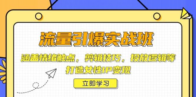 总流量点爆实战演练班，包含心态接触点，镜头语言，推广逻辑性等，打造女性IP转现