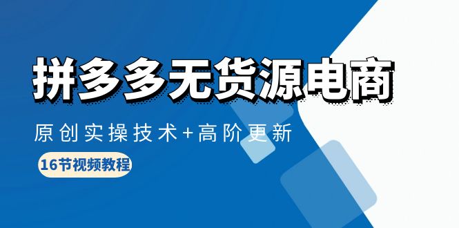 （10015期）拼多多无货源电子商务，原创设计实际操作技术性 高级升级（16节视频教学）