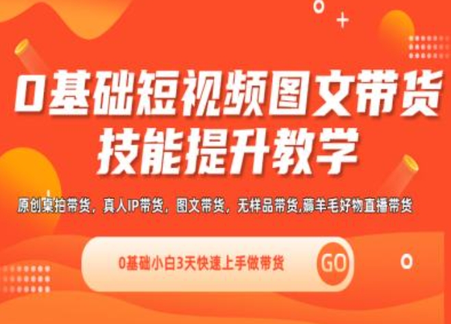 0基本小视频图文并茂卖货实操能力提高课堂教学(视频课堂 视频课程),0基本新手3天快速入门做卖货