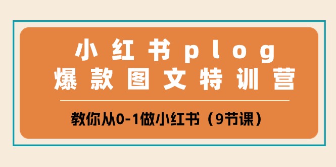 小红书的plog爆品图文并茂夏令营，教大家从0-1做小红书的（9堂课）