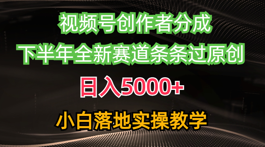 （10294期）微信视频号原创者分为全新游戏玩法，日赚5000   后半年全新生态一条条过原创设计，小…