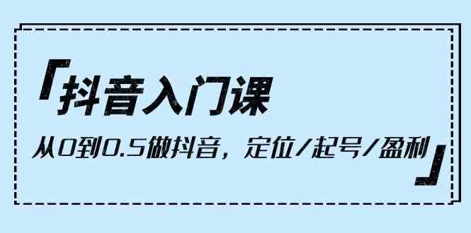 抖音视频新手入门课，从0到1做抖音，精准定位/养号/赢利（9堂课）