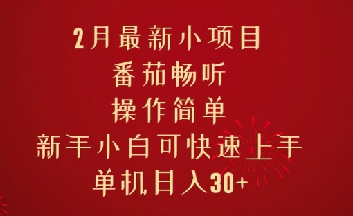 2月最新小项目，番茄畅听，操作简单，新手小白可快速上手，单机日入30+