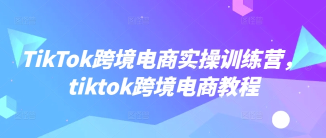 TikTok跨境电子商务实操训练营，tiktok跨境电子商务实例教程