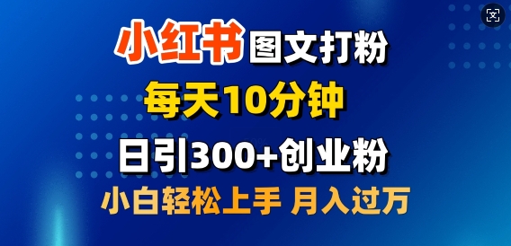 2月小红书的图文并茂磨粉，每日10min，日引300 自主创业粉，新手轻轻松松月收入过W