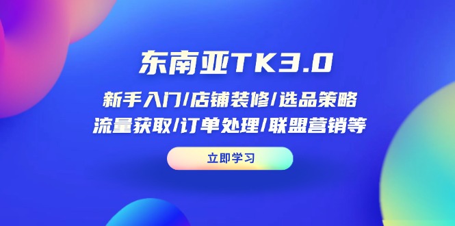 （14208期）东南亚地区TK3.0：初学者/店面装修/选品策略/流量获取/订单管理/无线推广等