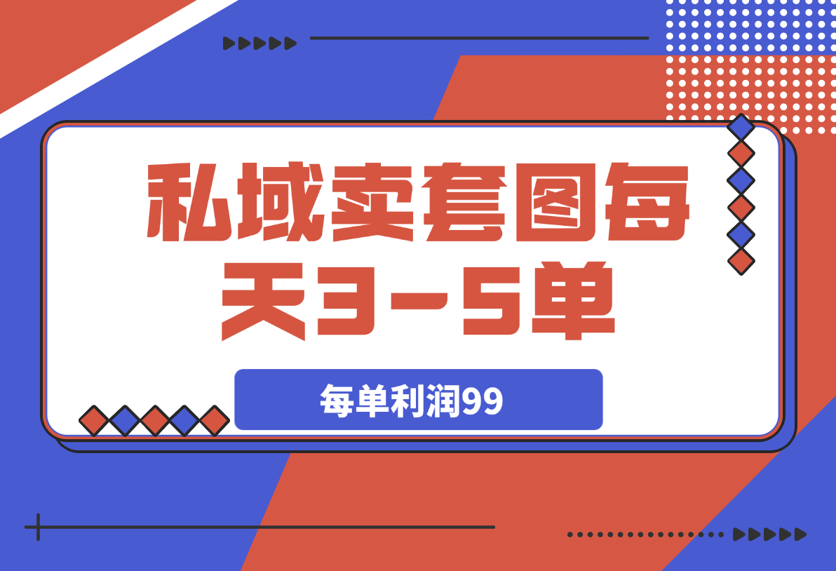 【2025.4.4】私域卖套图每天3-5单，每单利润99