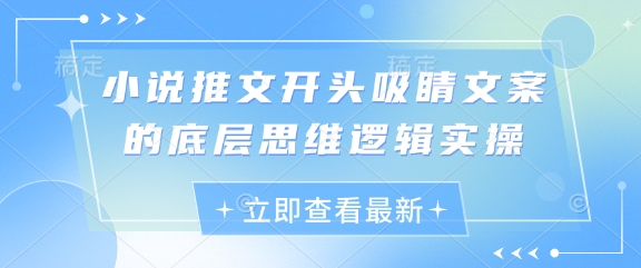 小说集推文开头引人注意文案的思维模式逻辑性实际操作